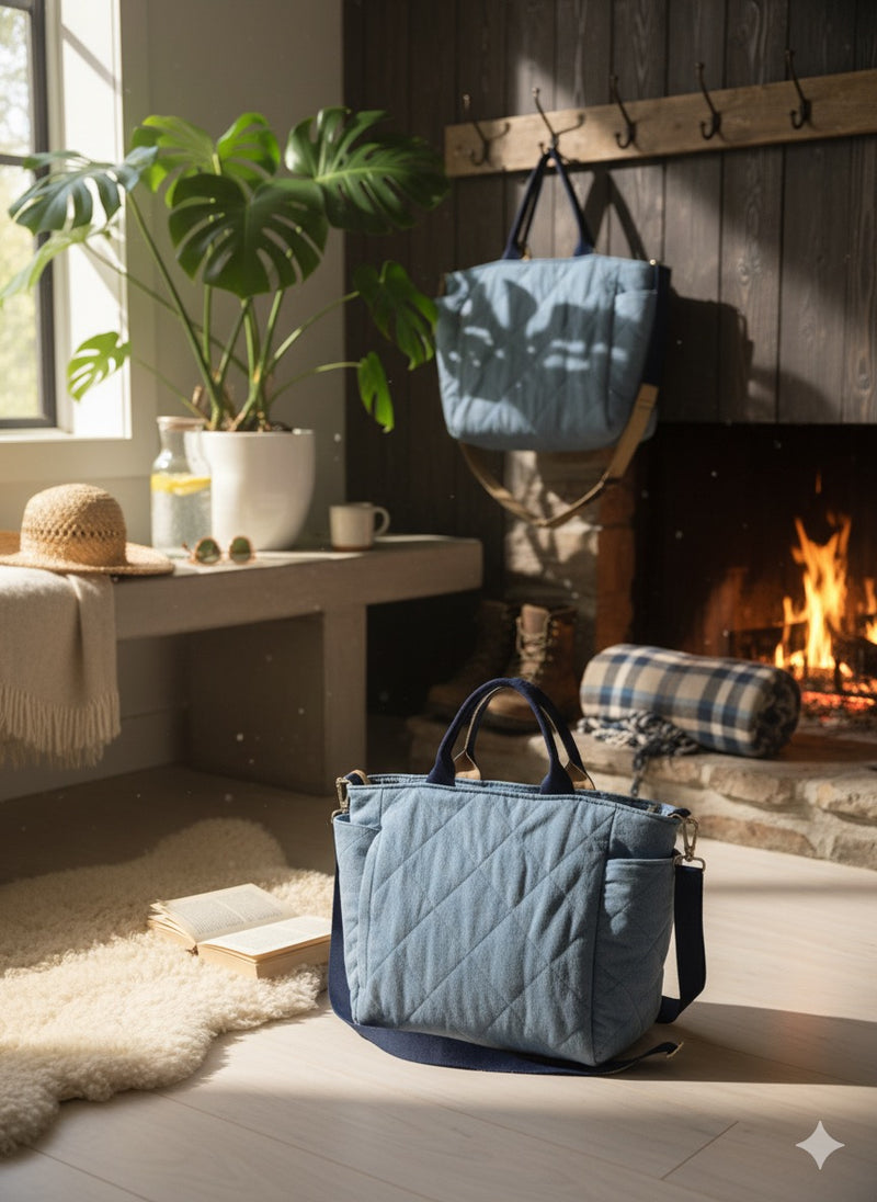 Quilted Denim Tote