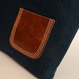 Leather Pocket Tote-Dark Blue