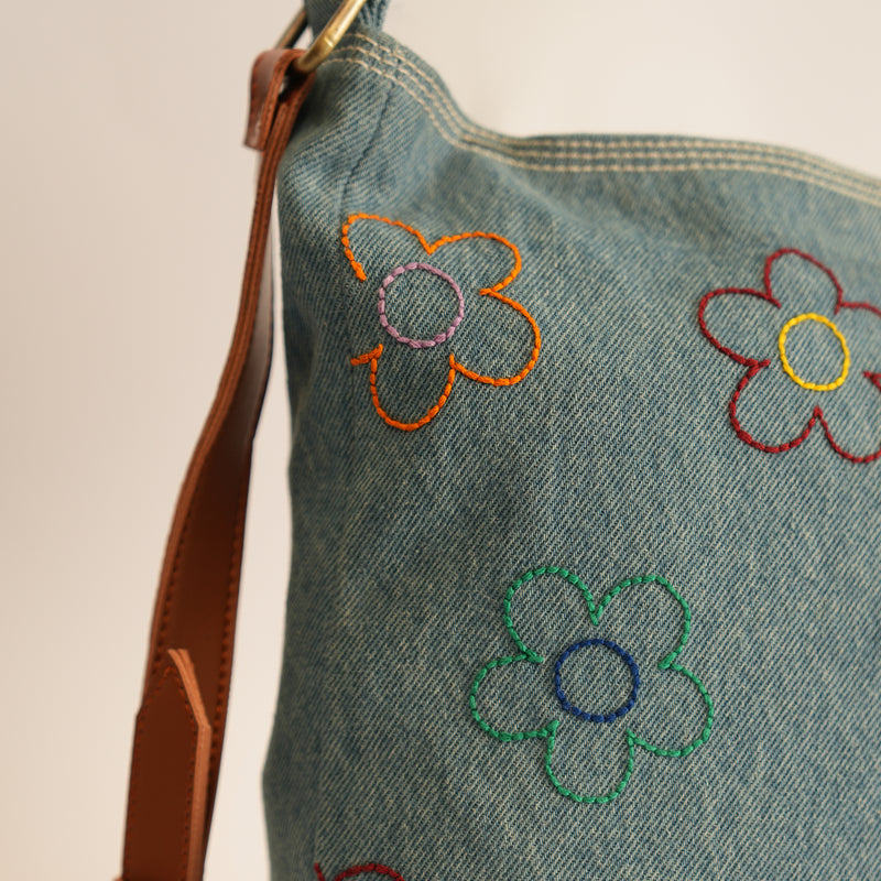 Floral Denim Tote