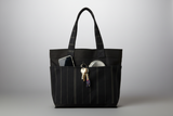 Stripe-Luxe Denim Tote (Black)