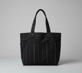 Stripe-Luxe Denim Tote (Black)
