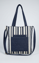Striped Denim Tote