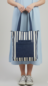 Striped Denim Tote